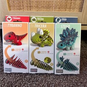 Set of 3 Dinosaur 3D Cardboard Model Kits
